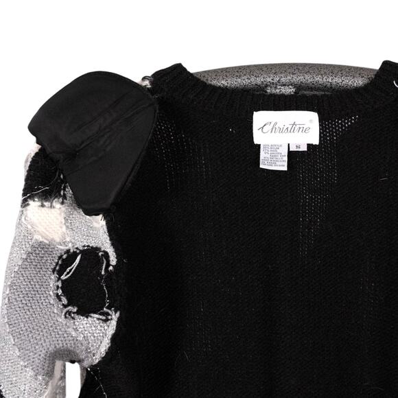 Vintage Wool Angora Blend Cardigan Sweater Beaded Rhinestone Accents Size SMALL - Picture 6 of 7